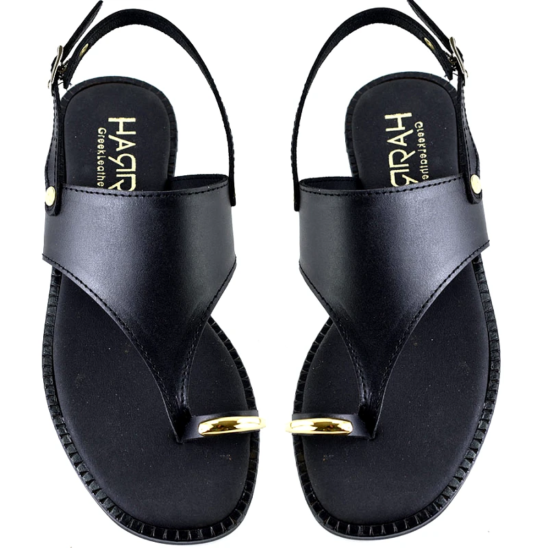 Harris Δερμάτινο μαύρο σανδάλι HARRIS 500-1084