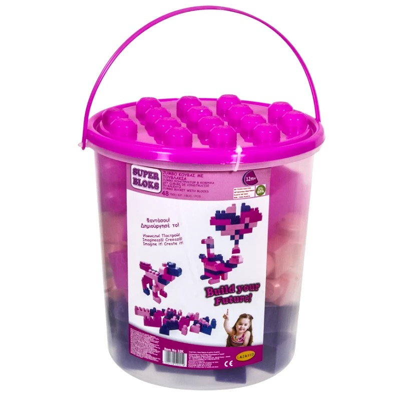 Toy Markt Τουβλάκια Μεγάλα Σετ 48τμχ Σε Κουβά 25x26εκ. Toy Markt 75-367 - Toy Markt - 75-367
