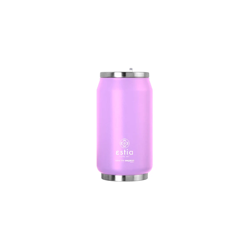 estia Θερμός-Ποτήρι Ανοξείδωτο Με Καλαμάκι Lavender Purple Save The Aegean Estia 300ml-7x14εκ. 01-16715 (Υλικό: Ανοξείδωτο, Χρώμα: Μωβ) - estia - 01-16715