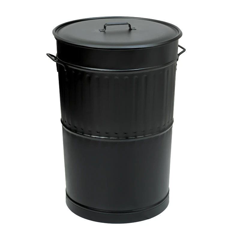 Pam & Co Κάδος Απορριμμάτων 100lt Matt Black Retro Pam & Go 48x68εκ. 4868-403 (Χρώμα: Μαύρο, Υλικό: Χάλυβας ) - Pam & Co - 4868-403