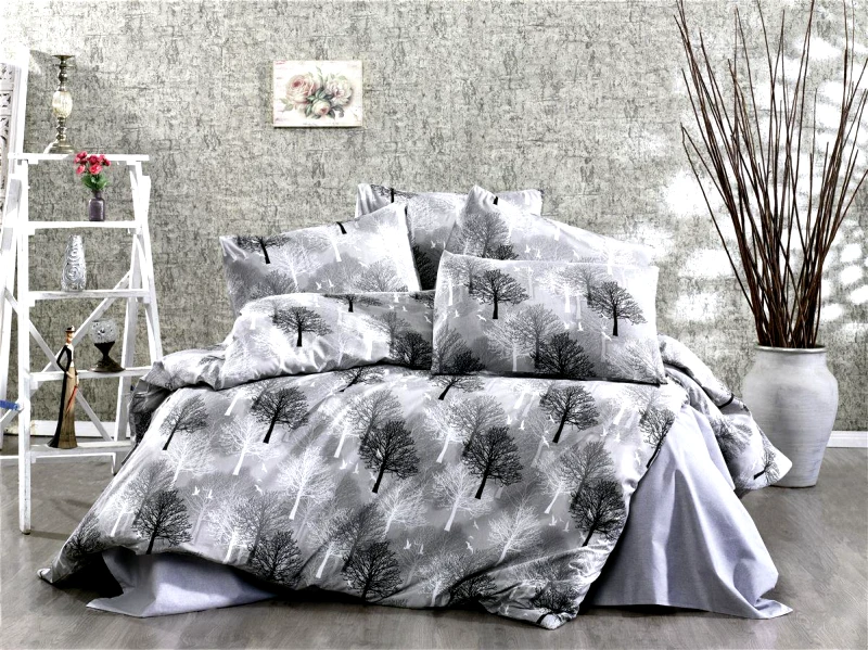 DimCol Σετ Σεντόνια Polycotton Μονά 160x240εκ. Forest 312 Grey Dimcol (Τύπος κατωσέντονου: Χωρίς Λάστιχο, Χρώμα: Γκρι, Ύφασμα: 70% Βαμβάκι-30% Polyester, Μέγεθος: Μονά) - DimCol - 33312223021