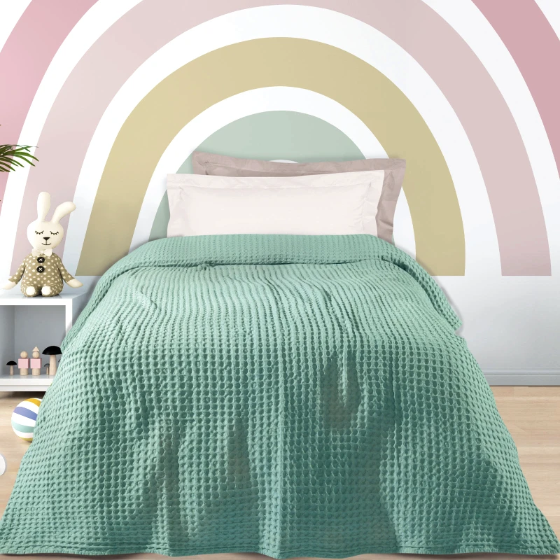 Das Home Κουβέρτα Πικέ Βαμβακερή Μονή 160x220εκ. 1204 Μέντα Das Kids (Ύφασμα: Βαμβάκι 100%, Χρώμα: Μέντα, Μέγεθος: Μονά) - Das Home - 620577711204