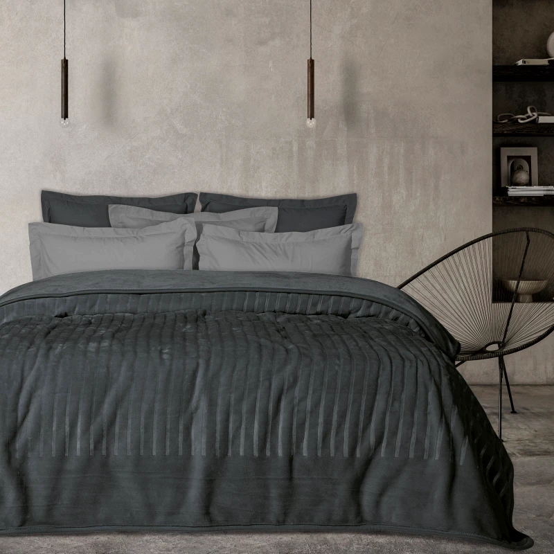 Das Home Κουβέρτα Βελουτέ Ανάγλυφη Υπέρδιπλη 220x240εκ. Blankets 1349 Γραφίτης Das Home (Ύφασμα: Βελούδο, Χρώμα: Γραφίτης, Μέγεθος: Υπέρδιπλα) - Das Home - 420577721349