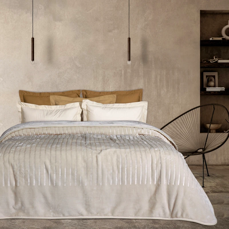 Das Home Κουβέρτα Βελουτέ Ανάγλυφη Μονή 160x240εκ. Blankets 1351 Μπεζ Das Home (Ύφασμα: Βελούδο, Χρώμα: Μπεζ, Μέγεθος: Μονά) - Das Home - 420577711351