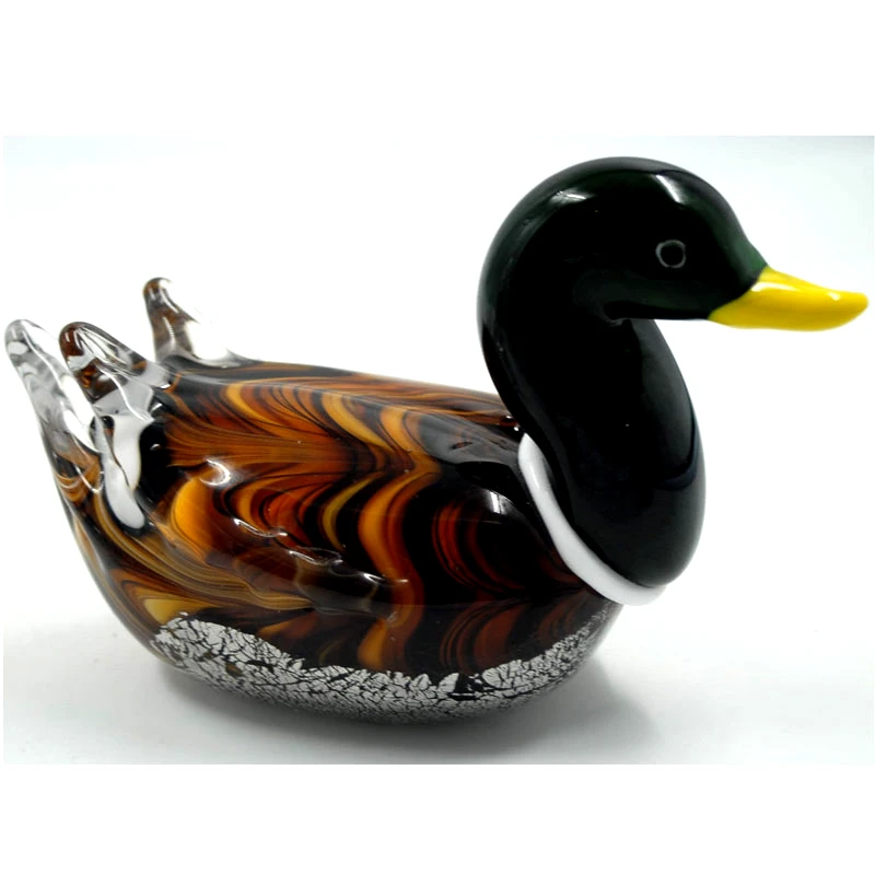 Royal Art Collection Διακοσμητική Πάπια Γυάλινη Murano Καφέ-Πράσινη-Κίτρινη 20εκ. Royal Art ZIO2898/20BR (Υλικό: Γυαλί, Χρώμα: Καφέ) - Royal Art Collection - ZIO2898/20BR