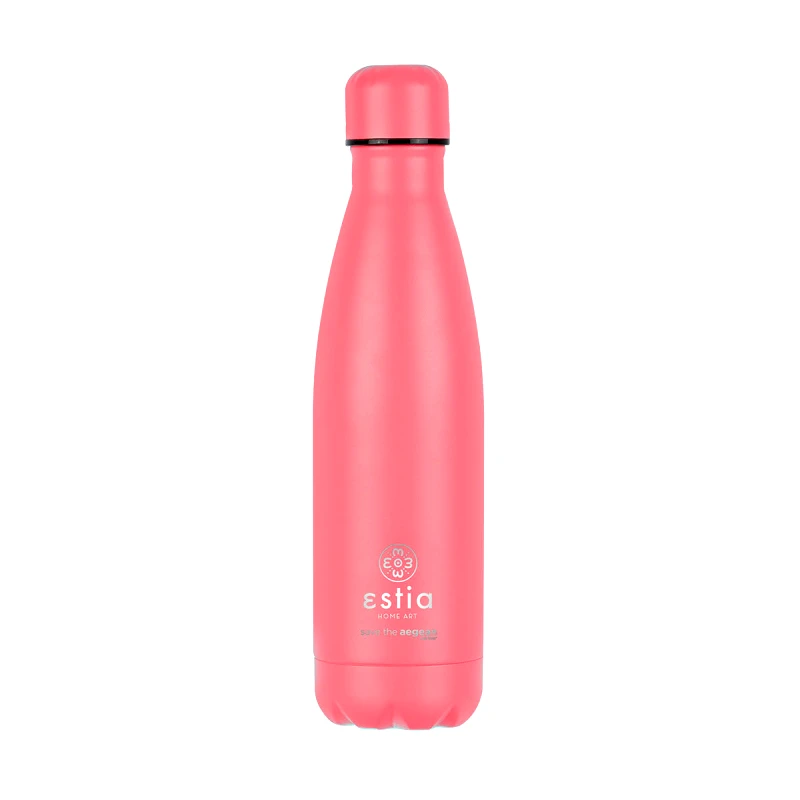 estia Θερμός-Μπουκάλι Ανοξείδωτο Flask Lite Save The Aegean Fusion Coral Estia 500ml-7x7x26,6εκ. 01-17996 (Υλικό: Ανοξείδωτο, Χρώμα: Κοραλί ) - estia - 01-17996