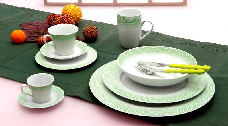 CRYSPO TRIO Σετ Κούπες 6τμχ Πορσελάνης 360ml Bonito Green CRYSPO TRIO 26.454.20 (Υλικό: Πορσελάνη, Χρώμα: Πράσινο ) - CRYSPO TRIO - 26.454.20-green