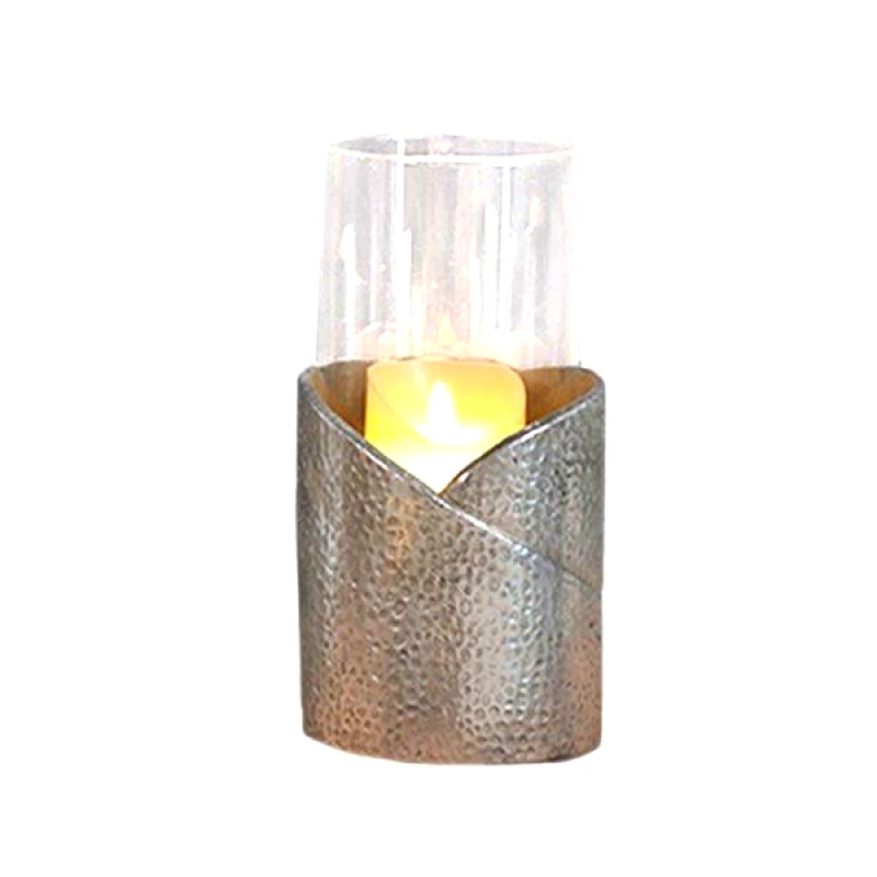 Art Et Lumiere Κηροπήγιο Κεραμικό-Γυάλινο Ασημί Art Et Lumiere 14,5x26εκ. 10725 (Υλικό: Γυαλί, Χρώμα: Ασημί ) - Art Et Lumiere - lumiere_10725