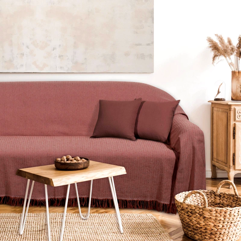 Das Home Ριχτάρι Polycotton Ζακάρ Διθέσιος 180x250εκ. Throws Line 0241 Τερακότα Das Home (Ύφασμα: 90%Βαμβάκι-10%Polyester, Χρώμα: Τερακότα) - Das Home - 420618250241