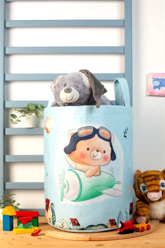 DimCol Παιδικό Καλάθι Αποθήκευσης Polyester Σιέλ Pilot 118 DimCol 45x30x50εκ. (Ύφασμα: Polyester, Χρώμα: Σιέλ) - DimCol - 31463608003