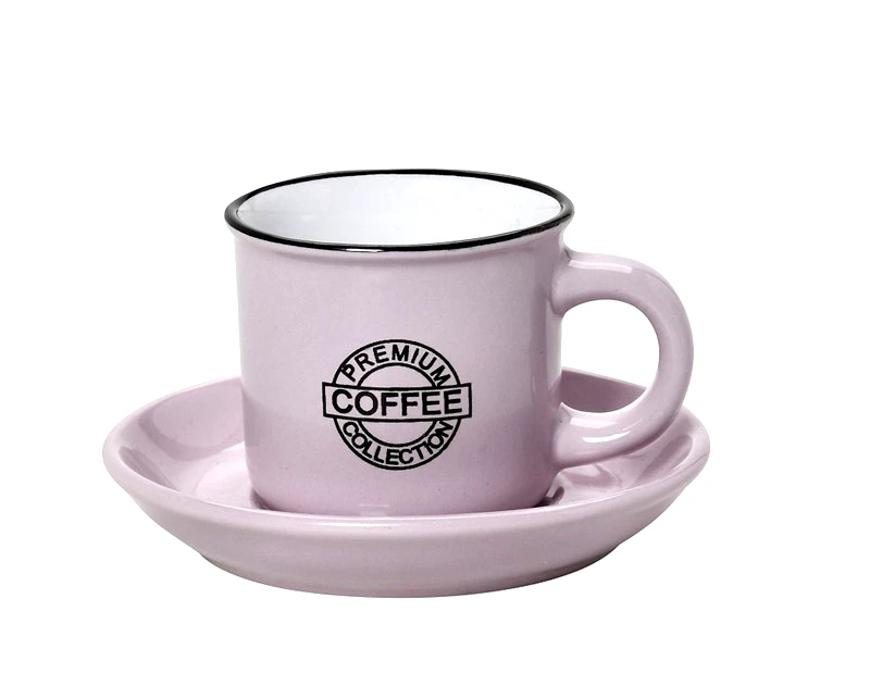 ESPIEL Φλυτζάνι Με Πιατάκι Cappuccino Stoneware 300ml Ροζ Coffee ESPIEL HUN308K6 (Σετ 6 Τεμάχια) (Υλικό: Κεραμικό, Χρώμα: Ροζ) - ESPIEL - HUN308K6-1