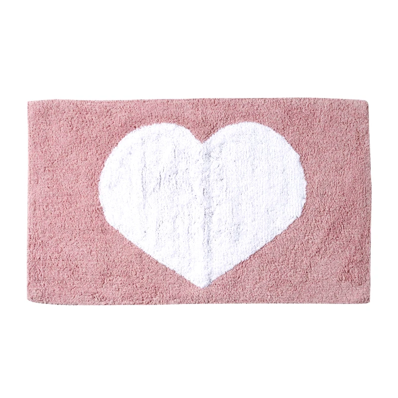 Das Home Ταπέτο Μπάνιου Βαμβακερό 50x80εκ. Bathmats 0678 Ροζ-Λευκό Das Home (Ύφασμα: Βαμβάκι 100%, Χρώμα: Λευκό) - Das Home - 420750800678