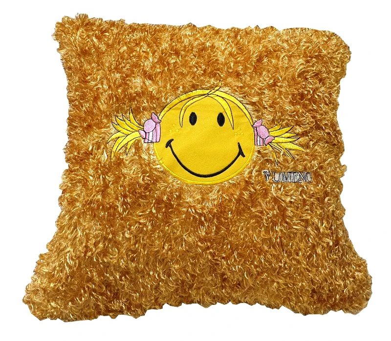 KOMVOS HOME Διακοσμητικό Μαξιλάρι Polyester 45x45εκ. Smiley Face Yellow (Ύφασμα: Polyester, Χρώμα: Κίτρινο ) - KOMVOS HOME - 7011852-2