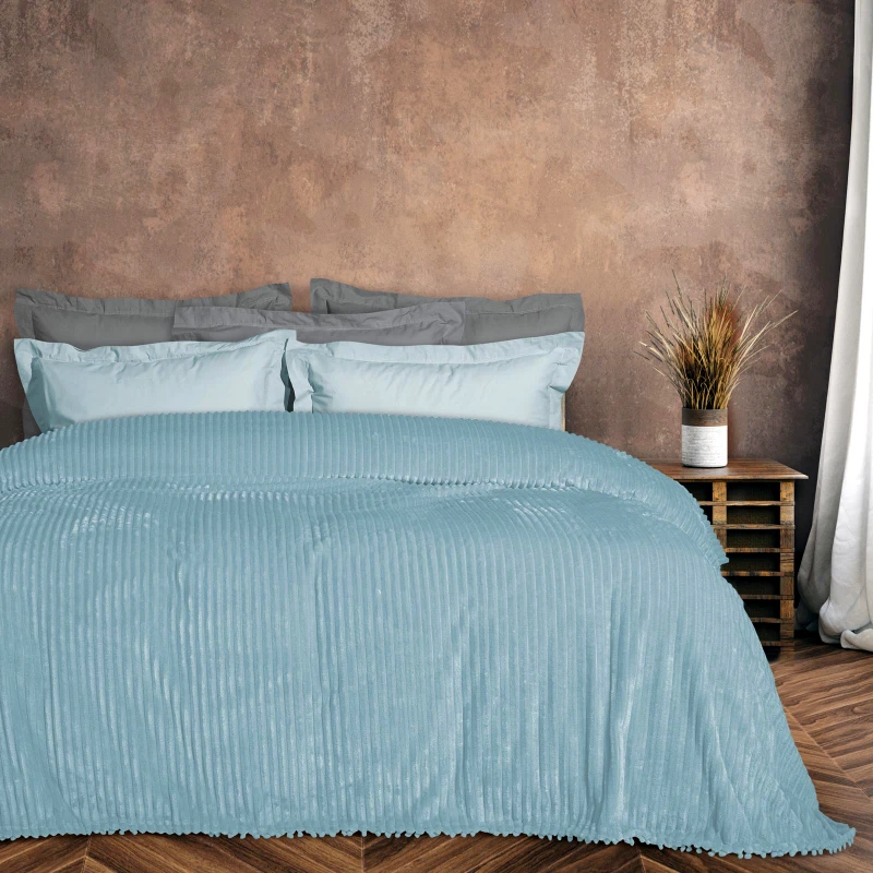 Das Home Κουβέρτα Fleece Υπέρδιπλη 220x240εκ. Blankets 1355 Γαλάζια Das Home (Ύφασμα: Polyester, Χρώμα: Γαλάζιο , Μέγεθος: Υπέρδιπλα) - Das Home - 420588221355