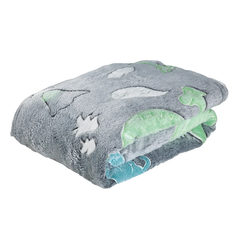 Das Baby Κουβέρτα Φωσφοριζέ Fleece Λίκνου 80x110εκ. Relax 4865 Γκρι-Μπλε-Πράσινο Das Baby (Ύφασμα: Polyester, Χρώμα: Μπλε) - Das Baby - 620511704865