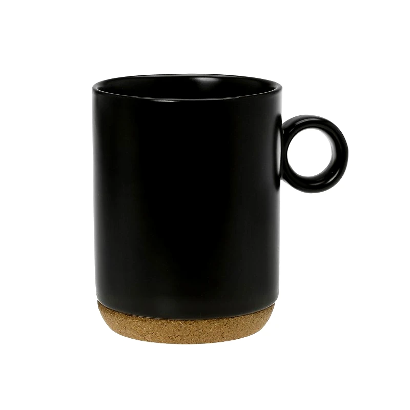 CRYSPO TRIO Κούπα Πορσελάνης Με Βάση Φελλού 300ml Cork Black CRYSPO TRIO 10.035.25 (Υλικό: Πορσελάνη, Χρώμα: Μαύρο) - CRYSPO TRIO - 10.035.25