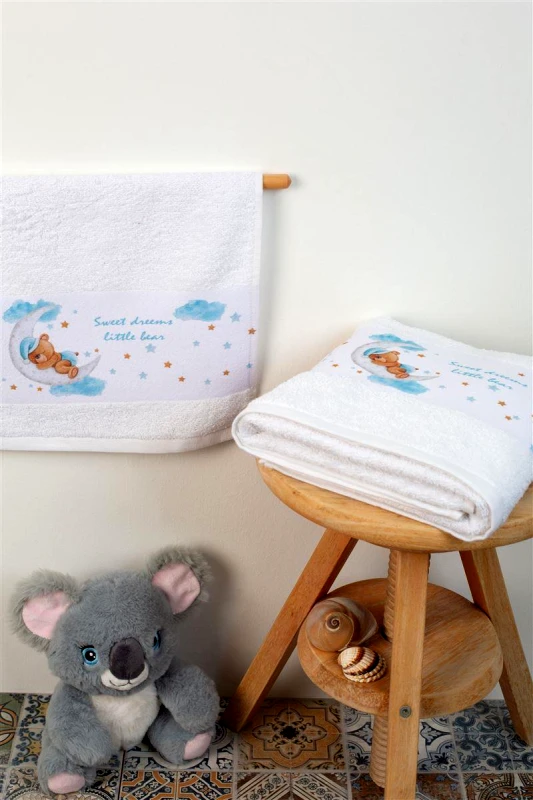 DimCol Σετ Πετσέτες 2τμχ Μπεμπέ Βαμβακερές Λευκές Sweet Dreams 552 DimCol (Ύφασμα: Βαμβάκι 100%, Χρώμα: Λευκό) - DimCol - 31160926008