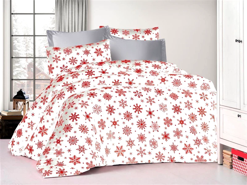 DimCol Παπλωματοθήκη Polycotton Μονή 160x240εκ. Snowflake 462 White-Red DimCol (Χρώμα: Λευκό, Ύφασμα: 70% Βαμβάκι-30% Polyester, Μέγεθος: Μονά) - DimCol - 33310823034