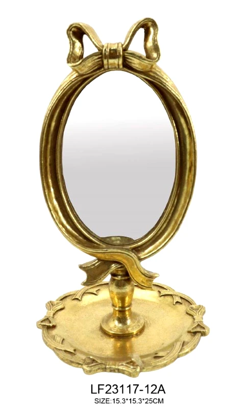 Oriana Ferelli Καθρέπτης Επιτραπέζιος Polyresin Χρυσός Oriana Ferelli® 15,3x15,3x25εκ. XL23117012 (Υλικό: Polyresin, Χρώμα: Χρυσό ) - Oriana Ferelli - XL23117012
