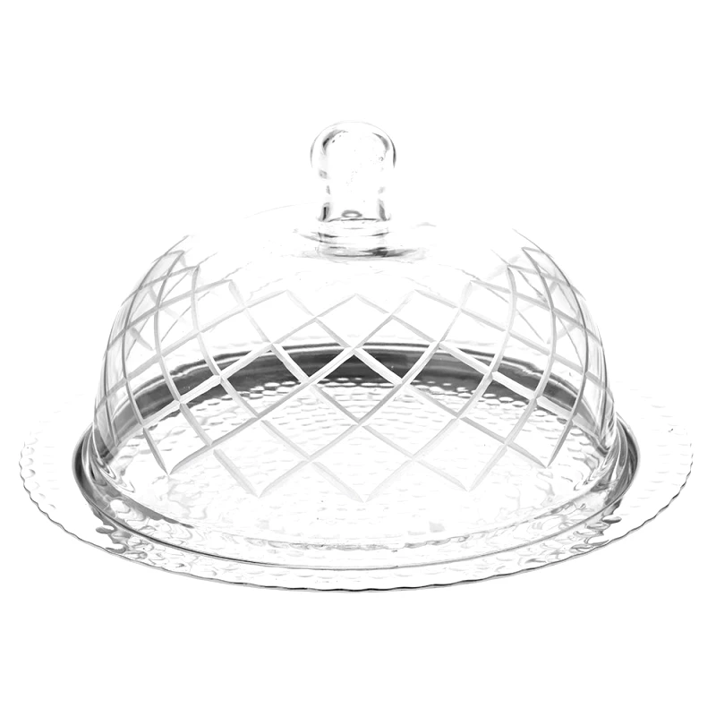 Iliadis Πιατέλα Σερβιρίσματος Στρογγυλή Με Καπάκι Μεταλλική-Γυάλινη 30x18εκ. iliadis 83063 (Υλικό: Μεταλλικό, Χρώμα: Ασημί ) - Iliadis - il_83063