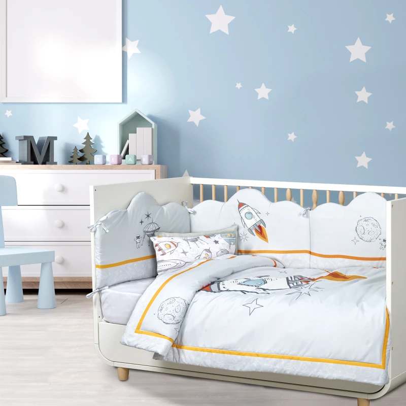 Das Baby Κουβερλί Microfiber Κούνιας 110x150εκ. Fun 4877 Γκρι-Κίτρινο-Μπλε Das Baby (Ύφασμα: Microfiber, Χρώμα: Μπλε) - Das Baby - 621011104877