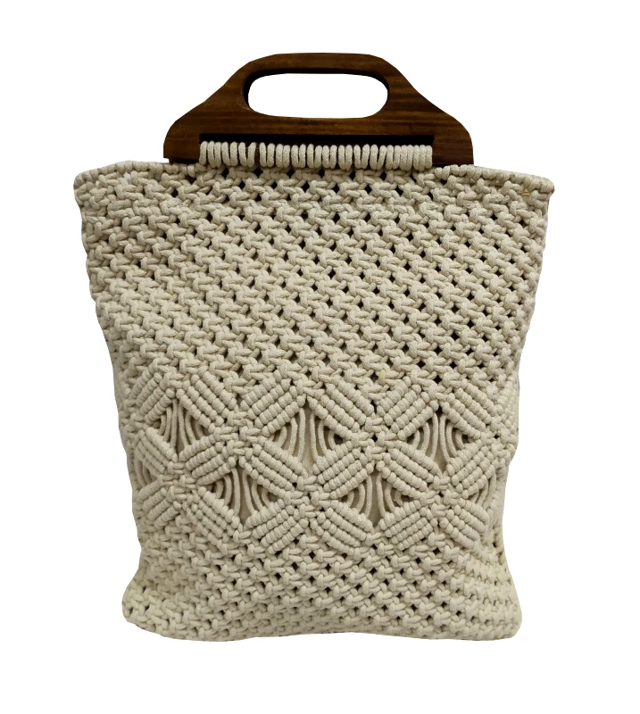 KOMVOS HOME Τσάντα Macrame Natural 35x40εκ. Komvos Home 7012279-3 (Ύφασμα: Βαμβάκι 100%, Χρώμα: Natural) - KOMVOS HOME - 7012279-3