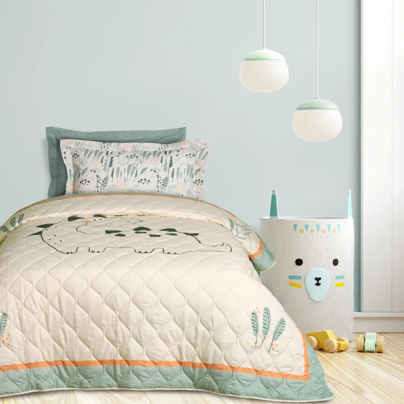DAS KIDS Κουβερλί Microfiber Μονό 160x220εκ. Kid Line 4879 Γκρι-Πράσινο-Σομόν Das Kids (Ύφασμα: Microfiber, Χρώμα: Γκρι) - DAS KIDS - 402009104879