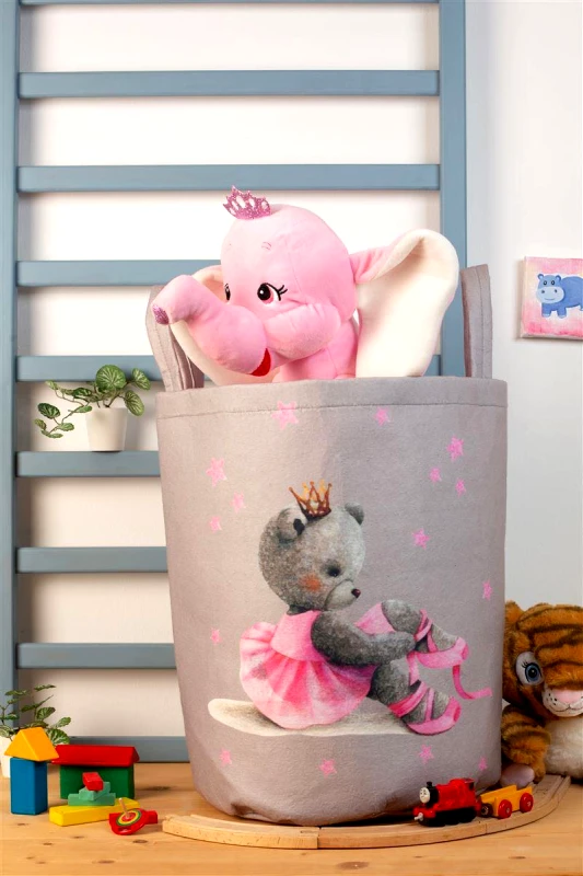 DimCol Παιδικό Καλάθι Αποθήκευσης Polyester Γκρι Ballerina 105 DimCol 45x30x50εκ. (Ύφασμα: Polyester, Χρώμα: Γκρι) - DimCol - 31463608006