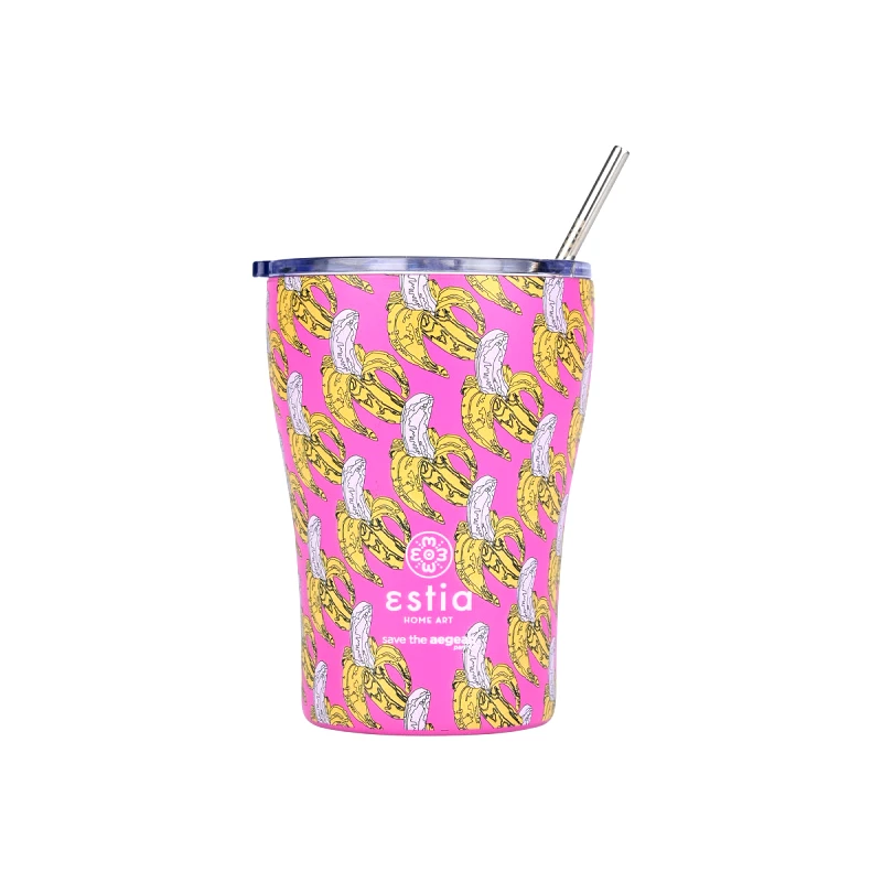 estia Θερμός-Ποτήρι Ανοξείδωτο Coffee Mug Banana Swirl Save The Aegean Estia 350ml-9x13εκ. 01-23072 (Υλικό: Ανοξείδωτο) - estia - 01-23072