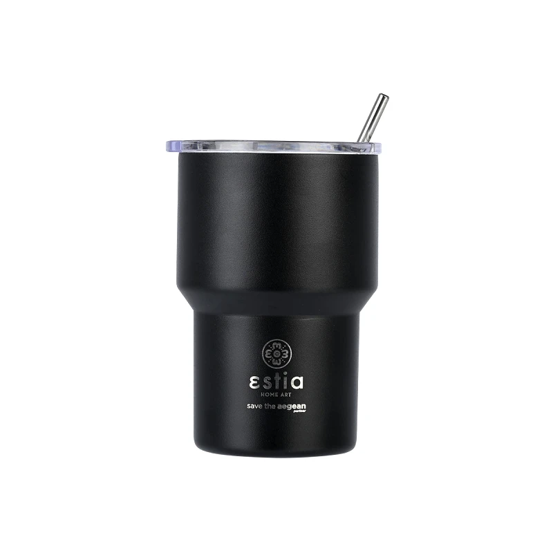 estia Θερμός-Ποτήρι Ανοξείδωτο Mug Lite Save The Aegean Midnight Black Estia 400ml-9,2x6,5x13,3εκ. 01-18443 (Υλικό: Ανοξείδωτο, Χρώμα: Μαύρο) - estia - 01-18443