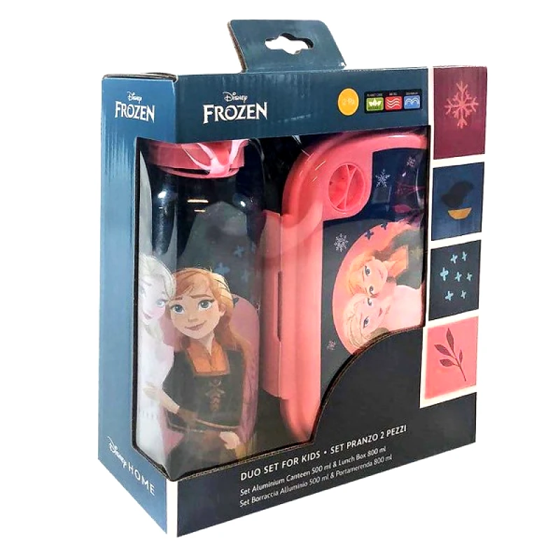 Justnote Σετ Φαγητοδοχείο Με Παγούρι Αλουμινίου Frozen 800ml-500ml Justnote 50-3308 - Justnote - 50-3308