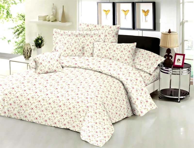 KOMVOS HOME Ζεύγος Μαξιλαροθήκες Polycotton Εμπριμέ 50x70εκ. Spring Cream Komvos Home 7000139-64 (Ύφασμα: 50% Cotton-50% Polyester, Χρώμα: Κρεμ) - KOMVOS HOME - 7000139-64