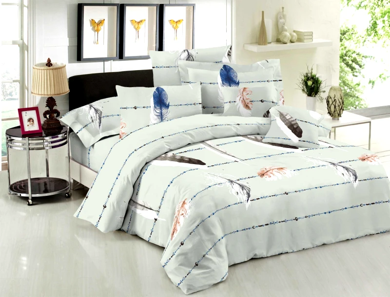 KOMVOS HOME Ζεύγος Μαξιλαροθήκες Polycotton Εμπριμέ 50x70εκ. Feathers Olive Komvos Home 7000139-74 (Ύφασμα: 50% Cotton-50% Polyester, Χρώμα: Λαδί) - KOMVOS HOME - 7000139-74