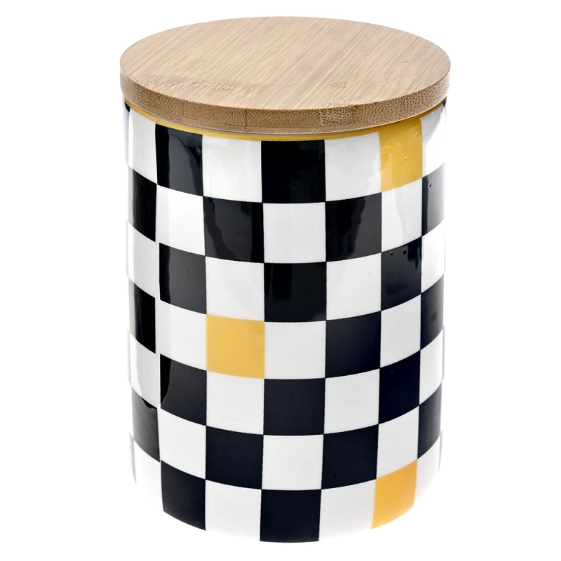 Iliadis Δοχείο Κεραμικό-Bamboo Μαύρο-Λευκό iliadis 10x14εκ. 77855 (Σετ 2 Τεμάχια) (Υλικό: Κεραμικό, Χρώμα: Λευκό) - Iliadis - il_77855