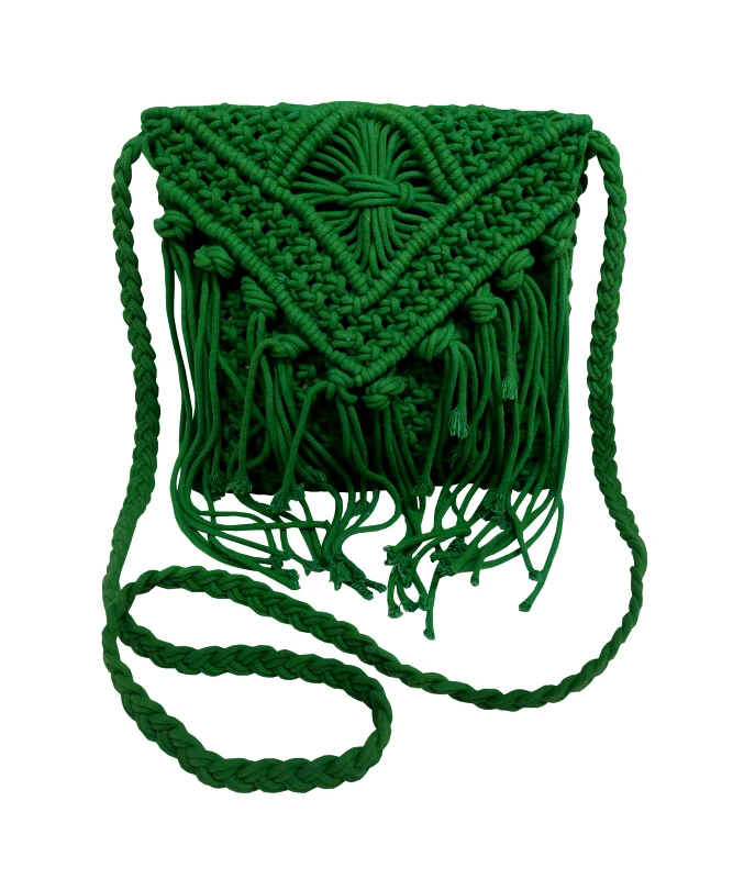 KOMVOS HOME Τσάντα Macrame Green 20x25εκ. Komvos Home 7012286-1 (Ύφασμα: Βαμβάκι 100%, Χρώμα: Πράσινο ) - KOMVOS HOME - 7012286-1