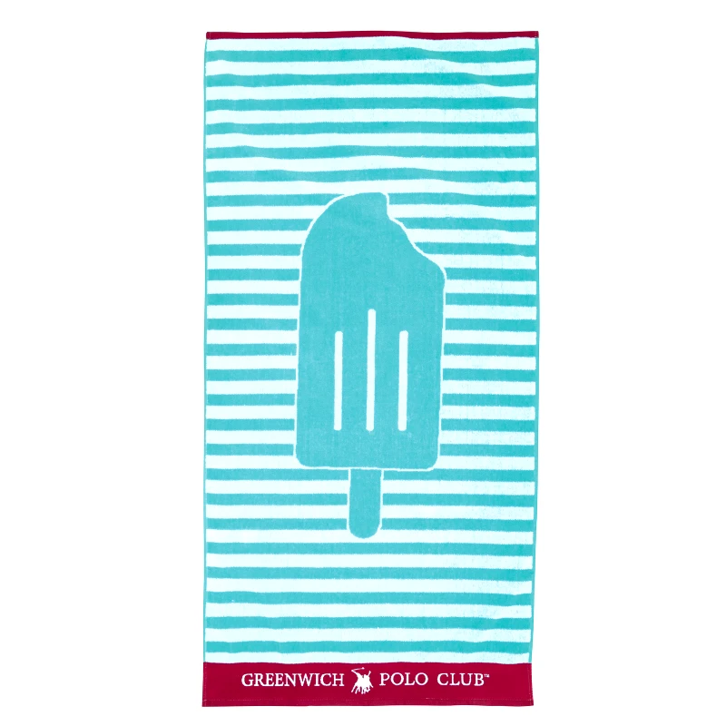 Greenwich Polo Club Πετσέτα Θαλάσσης Βαμβακερή 70x140εκ. Beach Towels 3891 Τυρκουάζ-Κόκκινη-Λευκή Greenwich Polo Club Junior (Ύφασμα: Βαμβάκι 100%, Χρώμα: Λευκό) - Greenwich Polo Club - 267701403891
