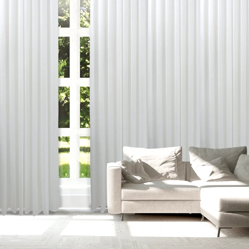 Das Home Κουρτίνα Χαμηλής Σκίασης Με Τρουκς Polyester 300x265εκ. Curtain Line 2220 Λευκό Das Home (Ύφασμα: Polyester, Χρώμα: Λευκό) - Das Home - 420302652220