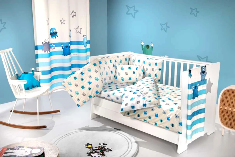 Saint Clair Σετ 3τμχ Βρεφική Προίκα Βαμβακερή Monsters Blue Saint Clair (Ύφασμα: Βαμβάκι 100%, Χρώμα: Μπλε) - Saint Clair - 5206480639418