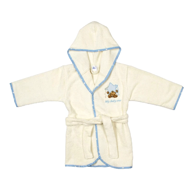 DimCol Μπουρνούζι Παιδικό Με Κουκούλα Πετσετέ Αστέρι 128 Εκρού-Σιέλ Size 02 DimCol (Χρώμα: Εκρού , Μέγεθος: 1-3 Ετών) - DimCol - 1210910203012845