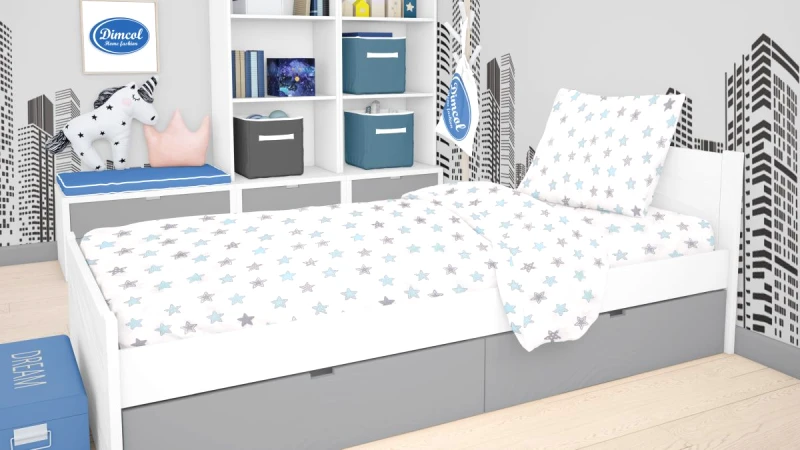 DimCol Παπλωματοθήκη Παιδική Βαμβακερή Μονή 160x240εκ. Star 104 Sky Blue DimCol (Ύφασμα: Βαμβάκι 100%, Χρώμα: Μπλε) - DimCol - 1925715207310482