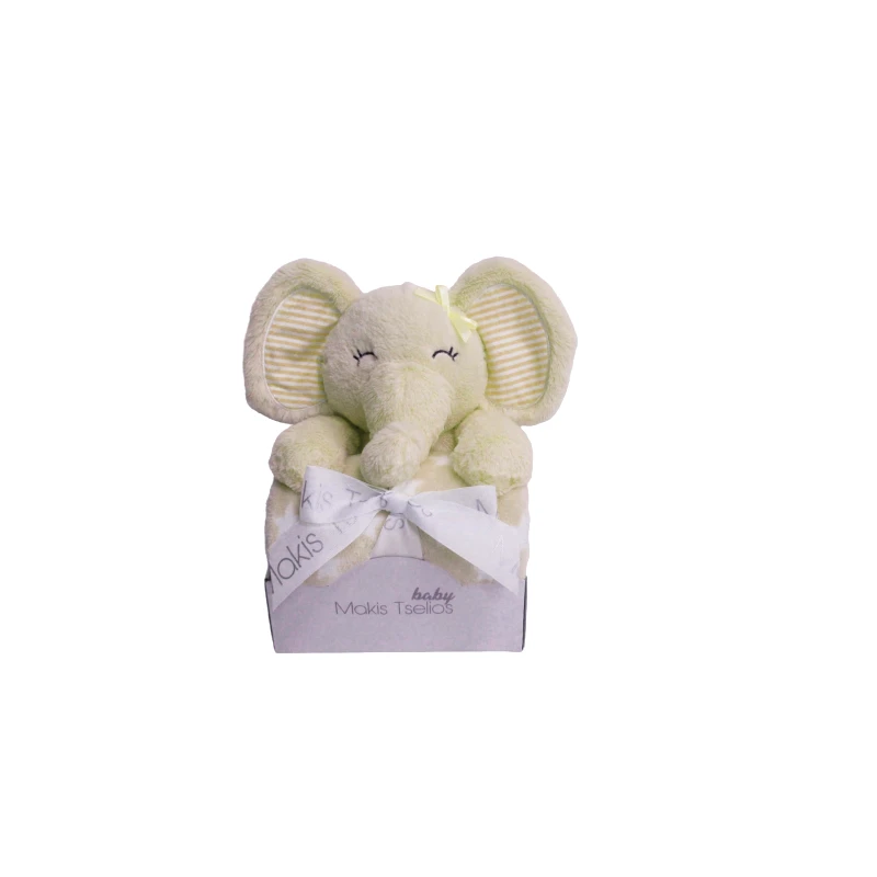 Makis Tselios Σετ Κουβέρτα Αγκαλιάς 80x110εκ. Polyester Με Κουκλάκι Λούτρινο Elephant Beige Makis Telios (Ύφασμα: Polyester, Χρώμα: Μπεζ) - Makis Tselios - 322970123456