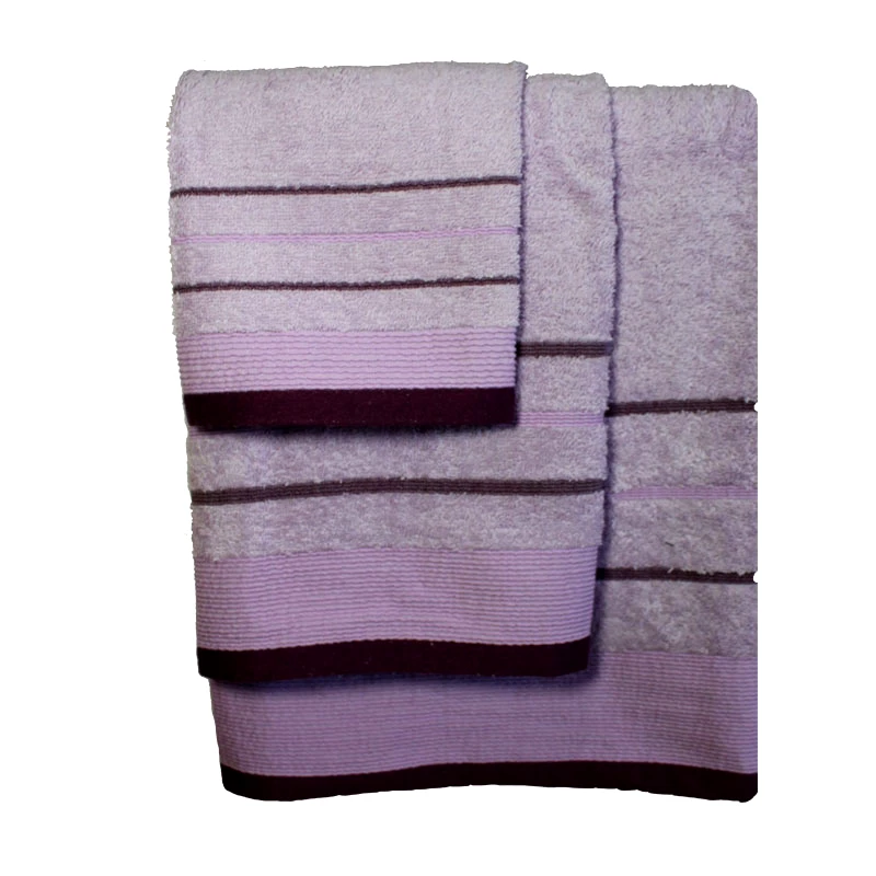 24home.gr Σετ πετσέτες 3τμχ Βαμβακερές Raya Lilac-Purple 24home (Ύφασμα: Βαμβάκι 100%, Χρώμα: Λιλά, Μέγεθος: Σετ) - 24home.gr - raya-lilac-purple