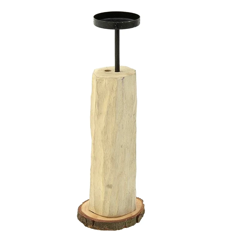 inart Κηροπήγιο Ξύλινο-Μεταλλικό inart 9x27εκ. 3-70-244-0005 (Υλικό: Ξύλο, Χρώμα: Μαύρο) - inart - 3-70-244-0005