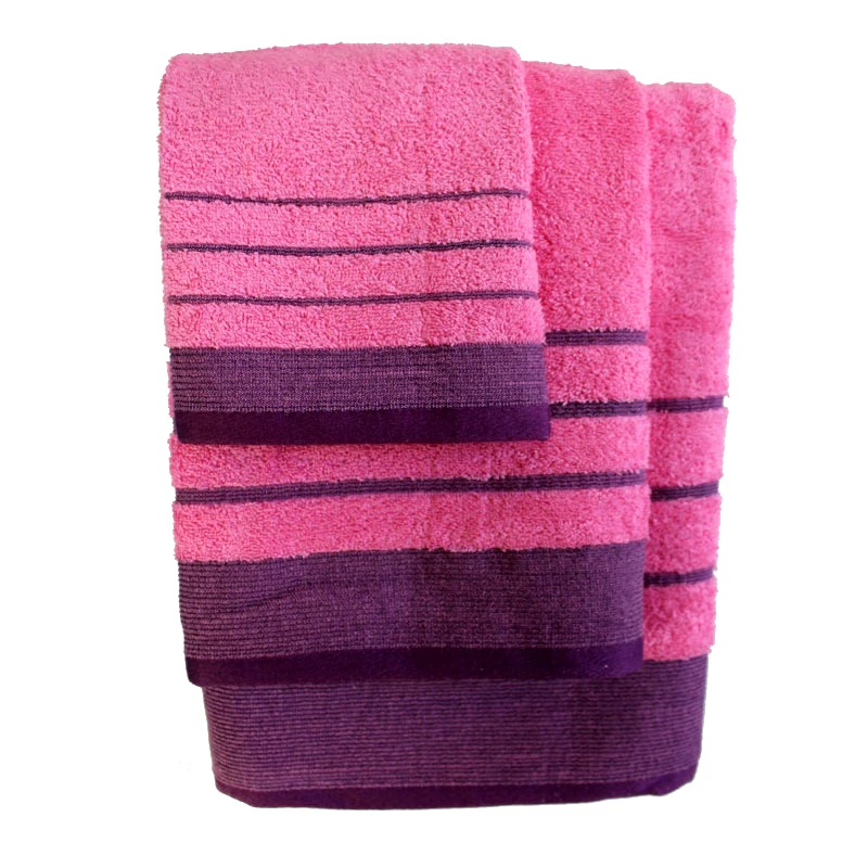 Σετ πετσέτες 3τμχ Βαμβακερές Raya Pink-Purple 24home (Ύφασμα: Βαμβάκι 100%, Χρώμα: Ροζ, Μέγεθος: Σετ) - 24home.gr - raya-pink-purple φωτογραφία