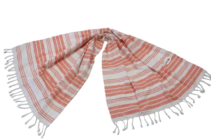 KOMVOS HOME Πετσέτα Θαλάσσης - Παρεό 2 Όψεων Polycotton 90x180εκ. Με Ρίγες Σομόν Komvos Home 7010169-17 (Ύφασμα: 80% Cotton - 20% Polyester, Χρώμα: Σομόν) - KOMVOS HOME - 7010169-17