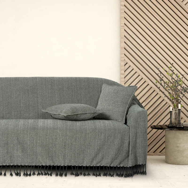 Das Home Ριχτάρι Chenille Τριθέσιος 180x300εκ. Throws Line 0275 Dark Grey Das Home (Ύφασμα: Chenille, Χρώμα: Γκρι) - Das Home - 420618300275