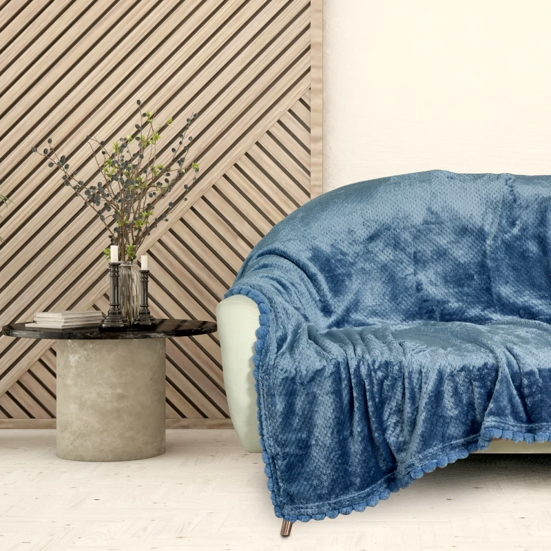 Das Home Κουβέρτα Fleece Καναπέ 130x170εκ. Blankets 1186 Dusty Blue Das Home (Ύφασμα: Polyester, Χρώμα: Μπλε) - Das Home - 420588131186
