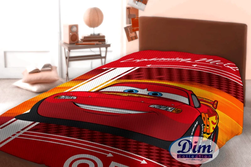 Disney Κουβέρτα Μονή Πικέ 160x240εκ. Cars 575 Digital Print Disney Dimcol (Ύφασμα: Βαμβάκι 100%, Χρώμα: Κόκκινο) - Disney - 2120415200457599