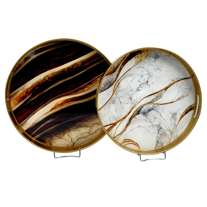 Royal Art Collection Δίσκος Σερβιρίσματος Σετ 2τμχ Polyester Χρυσός Φ37,5x4,5εκ.- Φ35x3,5εκ. Royal Art INX4/056 (Υλικό: Polyester, Χρώμα: Χρυσό ) - Royal Art Collection - INX4/056