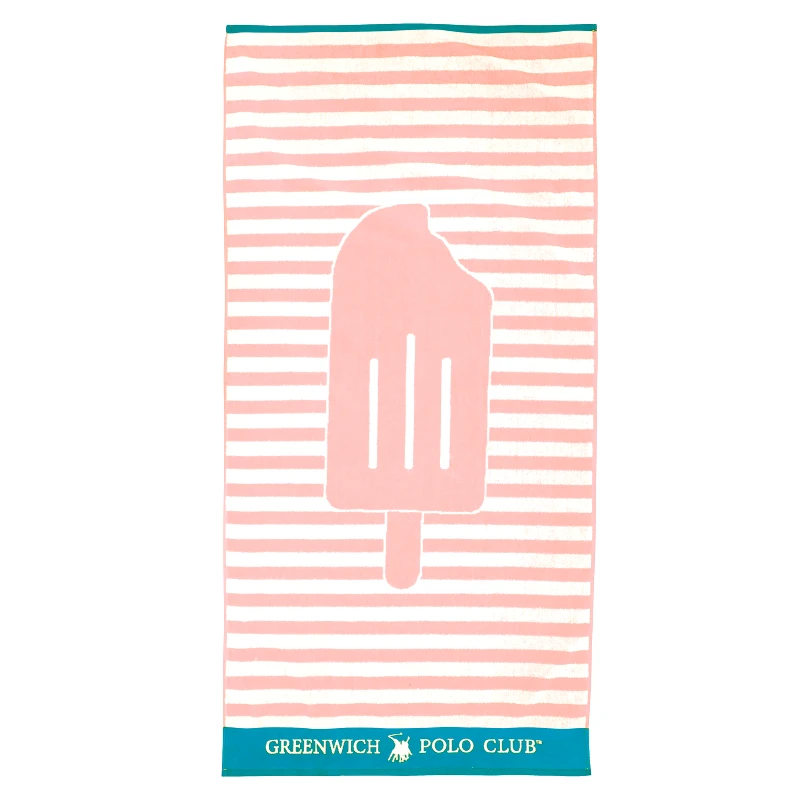 Greenwich Polo Club Πετσέτα Θαλάσσης Βαμβακερή 70x140εκ. Beach Towels 3892 Ροζ-Τυρκουάζ-Λευκή Greenwich Polo Club Junior (Ύφασμα: Βαμβάκι 100%, Χρώμα: Λευκό) - Greenwich Polo Club - 267701403892